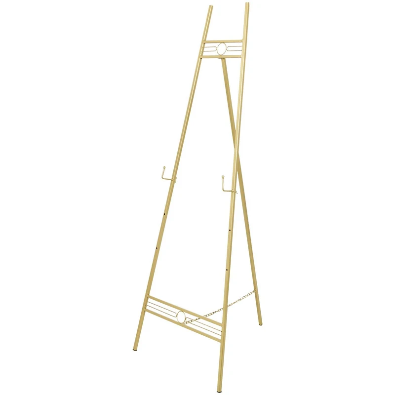 55.5" Gold Metal Geometric 3-Tier Display Easel