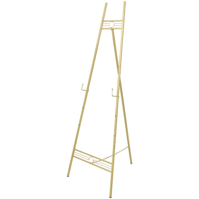 55.5" Gold Metal Geometric 3-Tier Display Easel
