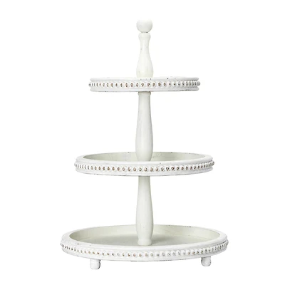 Hello Honey® 24.8" White 3-Tier Decorative Wood Tray