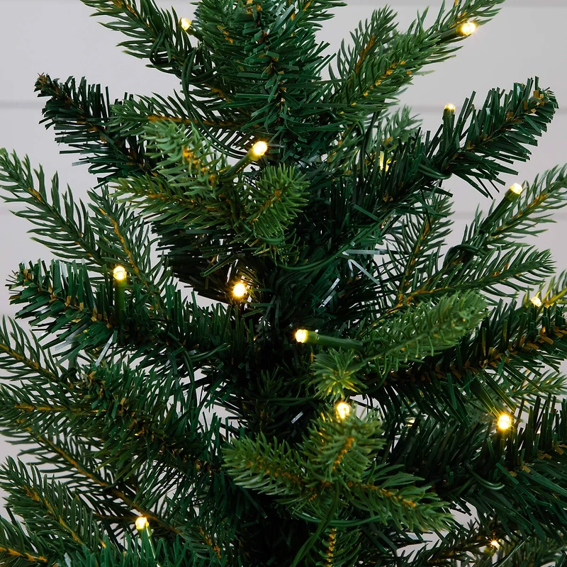 2ft. Pre-Lit Artificial Classic Christmas Tree with 35 Warm White LED Lights in Gold Decorative Planter