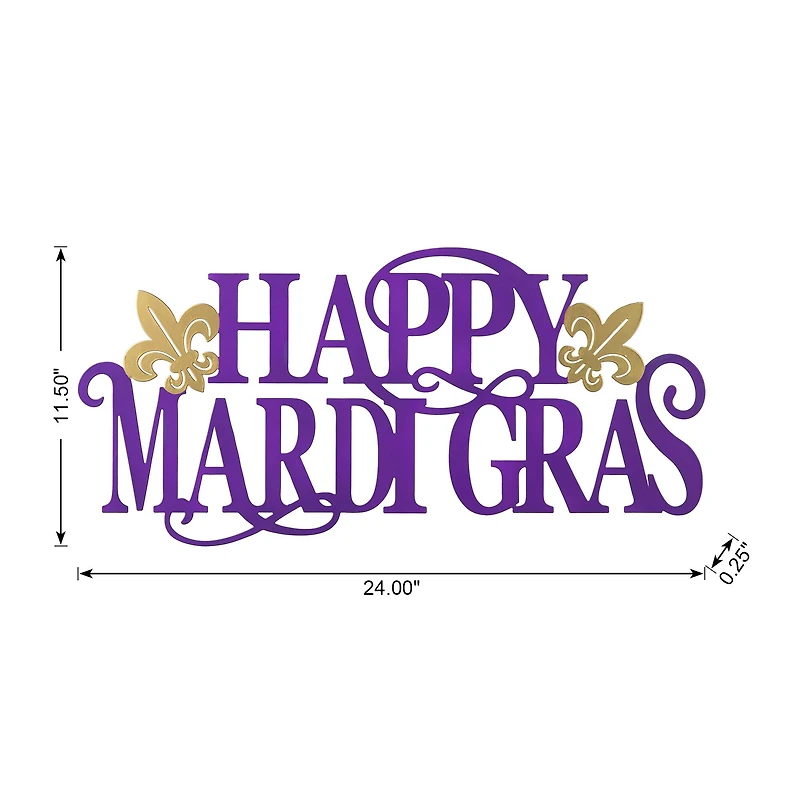 Glitzhome® 24" Metal "HAPPY MARDI GRAS" Wall Decor