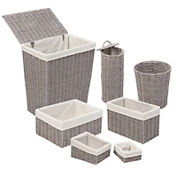 Honey Can Do Gray 7 Piece Twisted Paper Rope Woven Bathroom Storage Basket Set