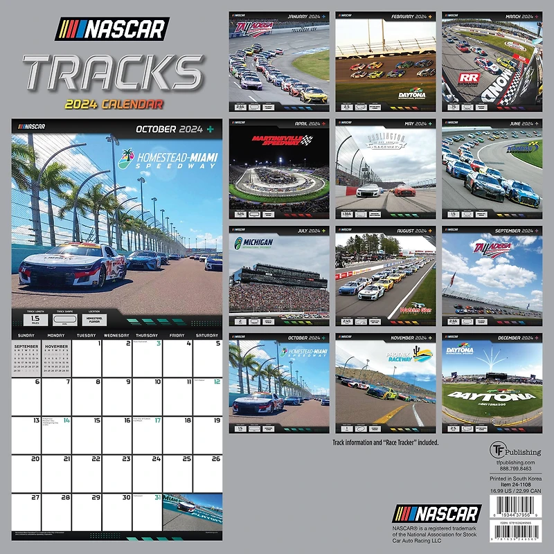 TF Publishing NASCAR Tracks Wall Calendar