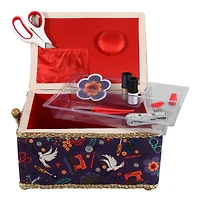 SINGER® Large Purple Notions Print Sewing Basket with Sewing Scissors & Notions