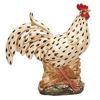 14" Beige Ceramic Farmhouse Rooster Garden Sculpture