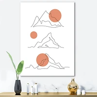 Designart - Abstract Mountain Range With Red Moons