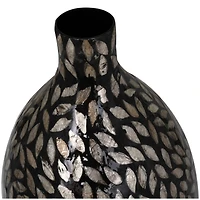 22" Black Mother of Pearl Handmade Mosaic Floral Inspired Vase