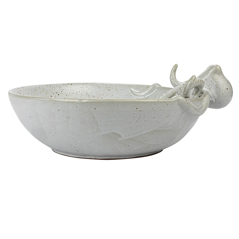 Hello Honey® 13.75" White Speckled Reactive Glaze Stoneware Octopus Bowl