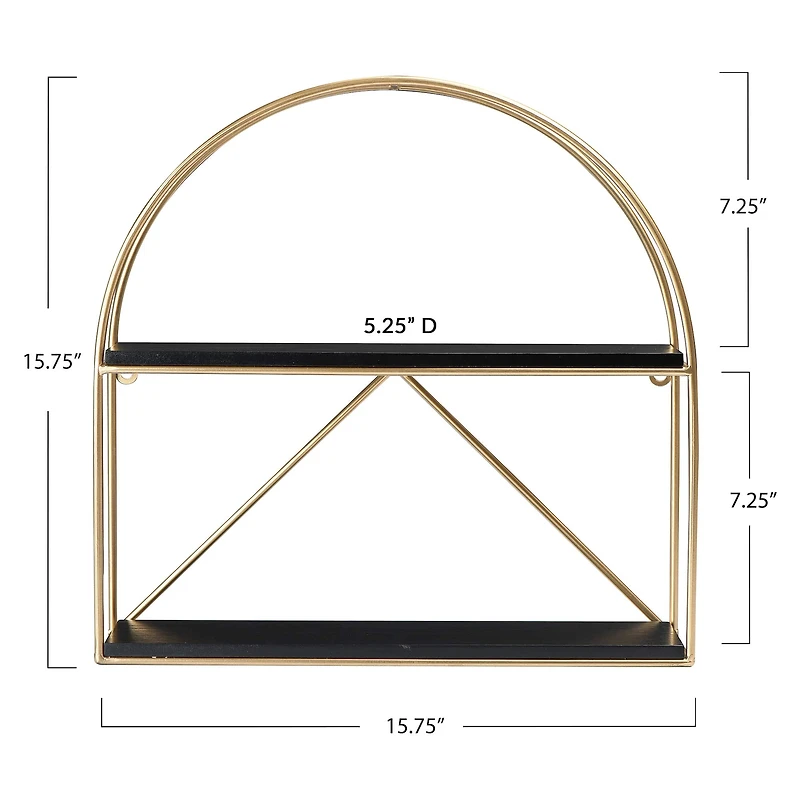 Hello Honey® Wood & Metal Gold Crescent Wall Shelf
