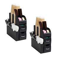 Mind Reader Anchor Collection 11-Compartment Black Coffee Cup and Condiment Dispenser, 2ct.