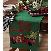DII® 108" Merry Christmas Truck Embroidered Table Runner