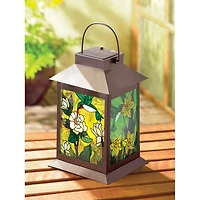 11.75" Solar-Powered Floral Lantern