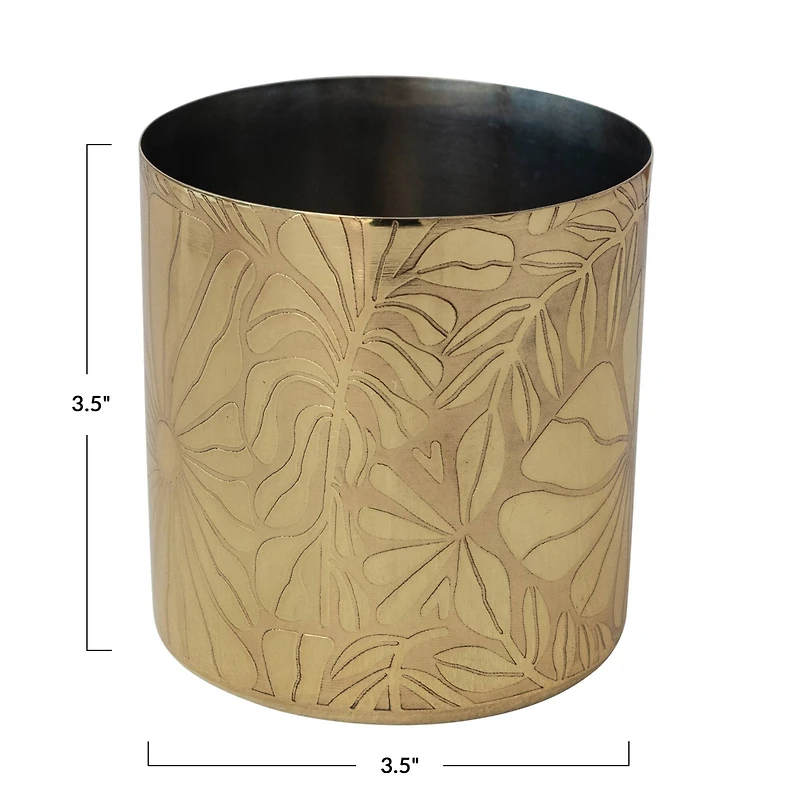 Hello Honey 16-Ounce Stainless Steel Container/Cup with Etched Flowers, Antique Finish