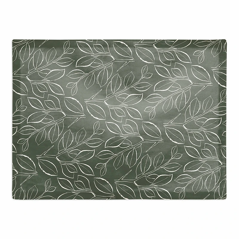 Sage Lined Leaves Cotton Twill Placemat
