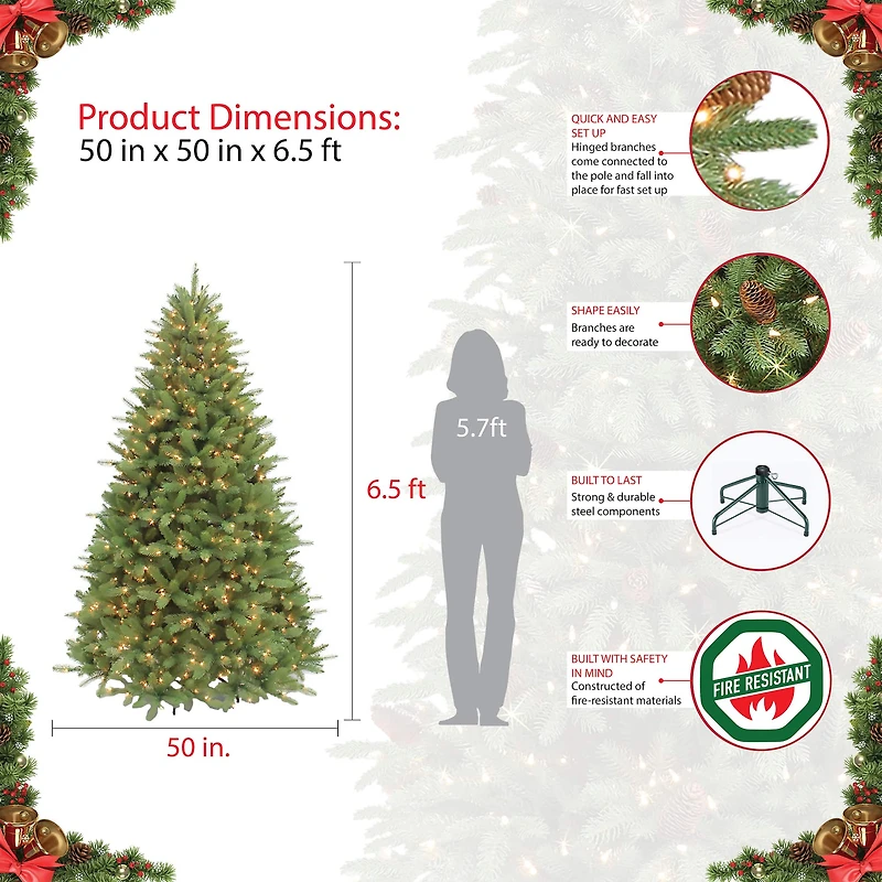 6.5ft. Pre-Lit Douglas Fir Artificial Christmas Tree, Clear Lights