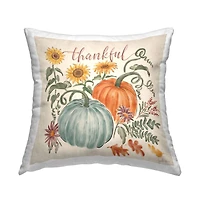 Stupell Industries Thankful Calligraphy Festive Pumpkins Throw Pillow