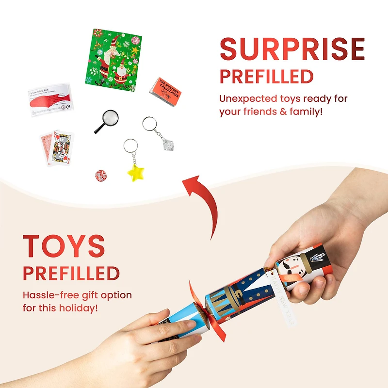 Glitzhome® 10" Christmas Nutcracker Party Cracker with Gift Contents, 8ct.