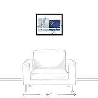 Abstract Blue Shapes Canvas Wall Art in Black Frame