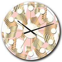 Designart 'Gold And Rose Cubes I Mid-Century Modern Wall Clock