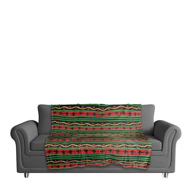 60" Kwanzaa Pattern Coral Fleece Blanket