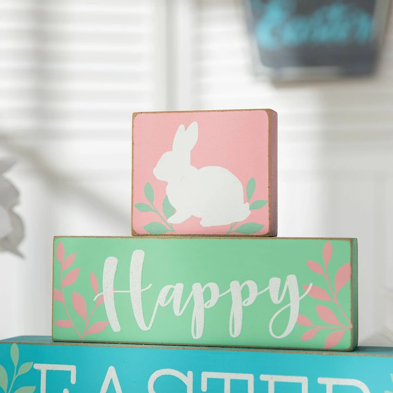 Glitzhome® 9.5" Wooden Easter Block Table Décor