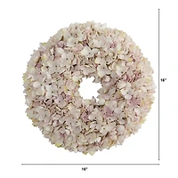 16'' White Hydrangea Wreath