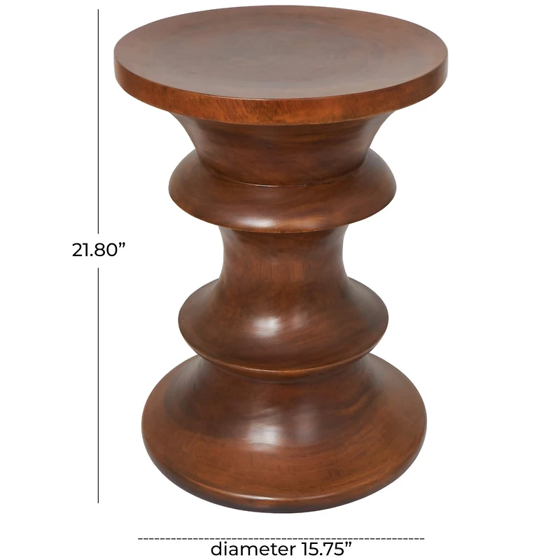 22" Brown Wood Geometric Accent Table