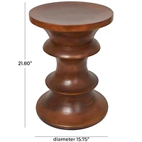 22" Brown Wood Geometric Accent Table