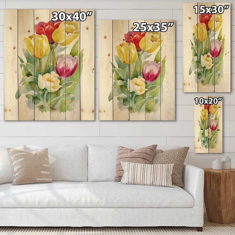 Designart - Bouquet of White and Red Tulips