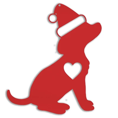 4" Santa Dog Metal Ornament