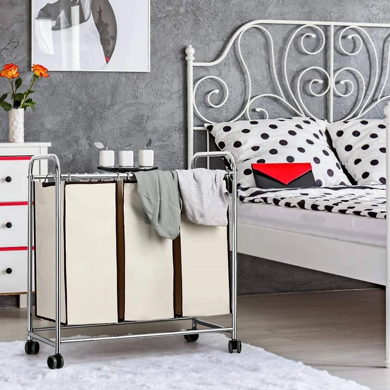 NEX™ 30" Chrome Removable 3-Bag Laundry Sorter