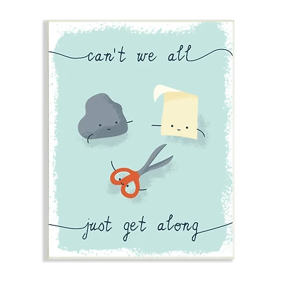 Stupell Industries Rock Paper Scissors Playful Illustration All Get Along Wall Plaque