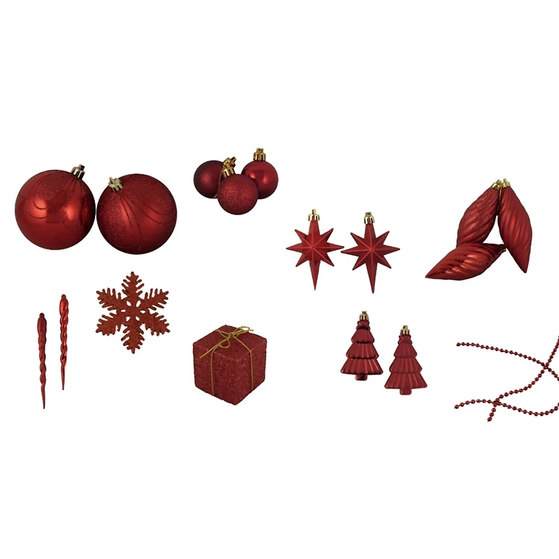 125ct. 5.5" Apple Red Shatterproof 3-Finish Christmas Ornaments
