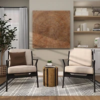 Brown Banana Leaf Handmade Linear Wrapped Accent Table with Navy Stripes