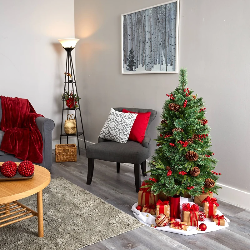 4ft. Pre-Lit Norway Mixed Pine Artificial Christmas Tree, Clear LED Lights