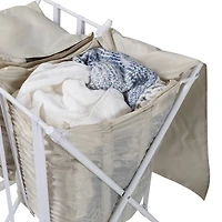 Honey Can Do White/Natural Double Bounce Back Hamper with Wheels and Lid