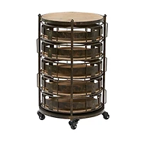 Brown Metal Farmhouse Storage Cart, 28" x 17" x 17"