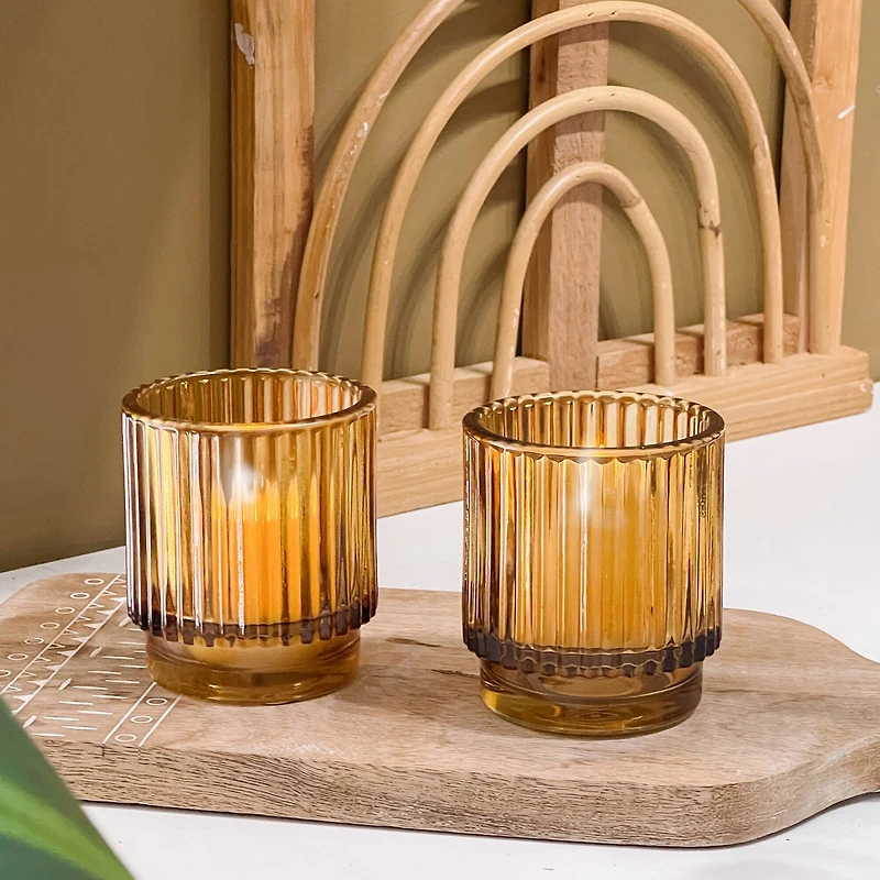 Kate Aspen® Ribbed Glass Votive Candle Holder Set