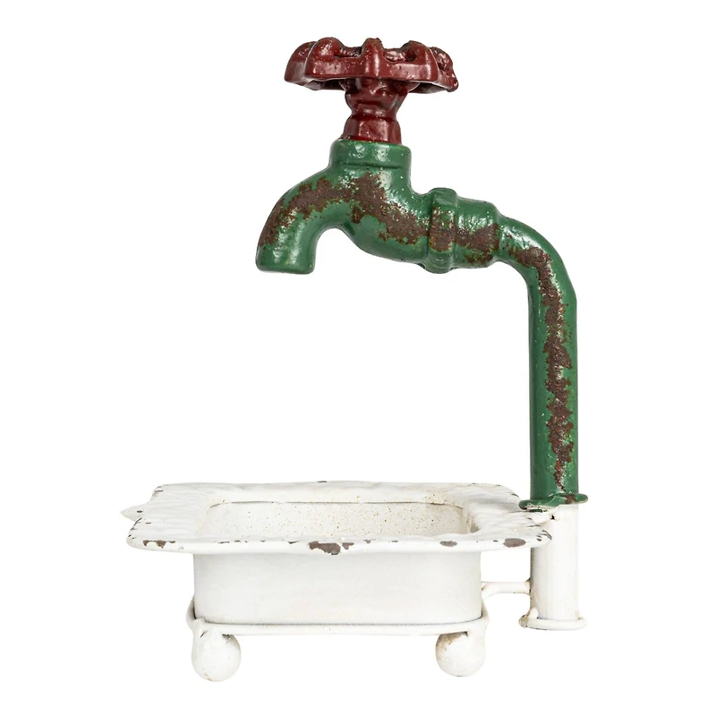 Charming Cast Iron Soap Dish with Miniature Faucet Detail