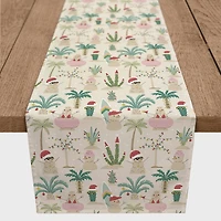 90" Christmas Sand Snowmen Polyester Twill Table Runner