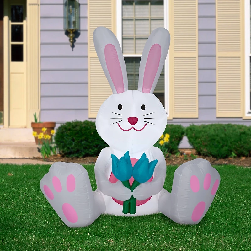 5ft. Airblown® Inflatable Easter Bunny with Flowers