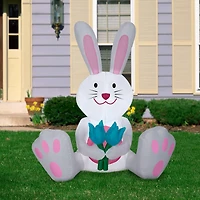 5ft. Airblown® Inflatable Easter Bunny with Flowers