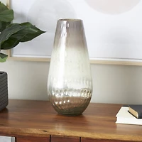 12.25" Brown Glass Ombre Vase with Spotted Concaved Details & Speckled Accents