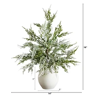 18" Pre-Lit Snowed Cypress Artificial Potted Christmas Tree