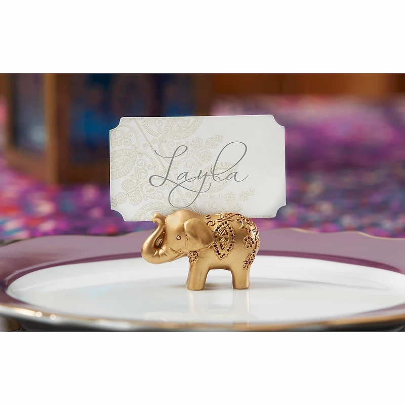 Kate Aspen® Lucky Golden Elephant Place Card Holder, 6ct.
