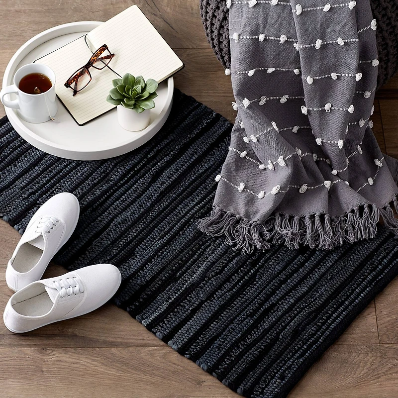 DII® Multi Black Rag Rug