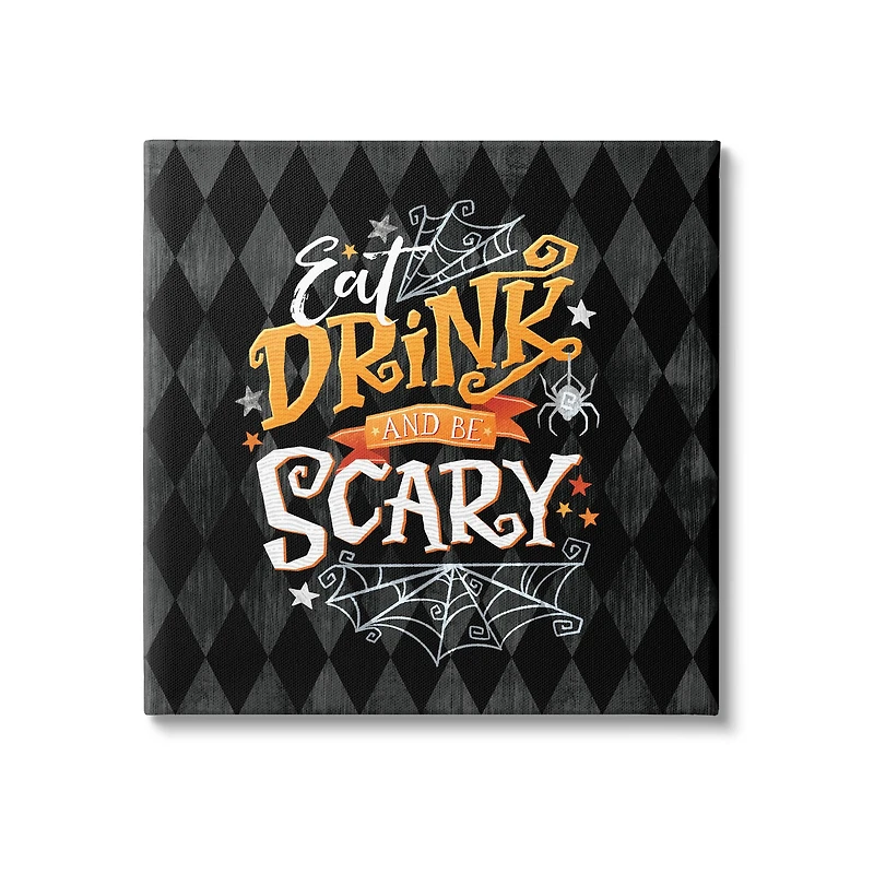 Stupell Industries Eat Drink Be Scary Halloween Pattern Canvas Wall Art