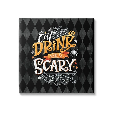 Stupell Industries Eat Drink Be Scary Halloween Pattern Canvas Wall Art