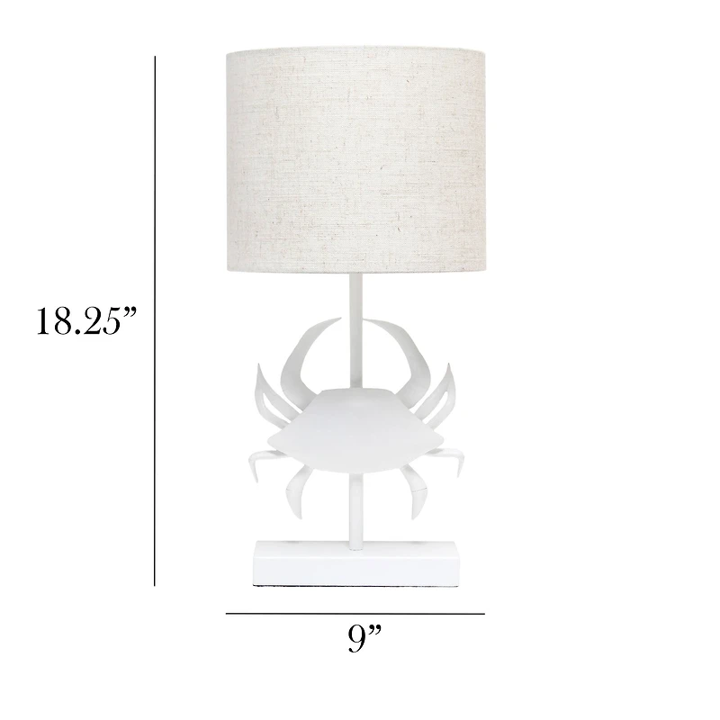 Simple Designs™ 18" White Pinching Crab Table Lamp with Light Beige Shade