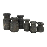 Hello Honey® Black Found Wood Pillar Candleholders Set